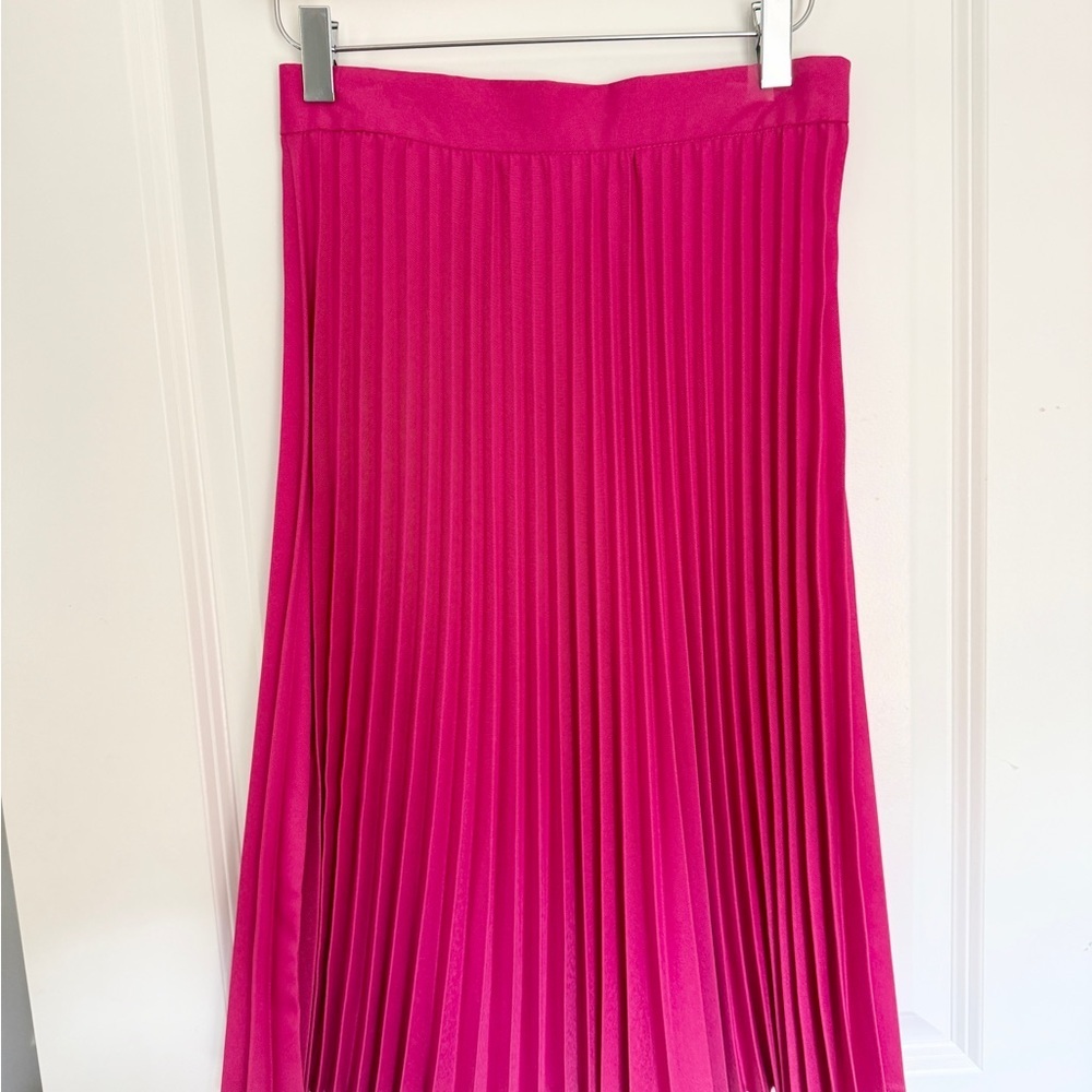 💗 Fuscia Pink Pleated A-line Teal-Length Skirt